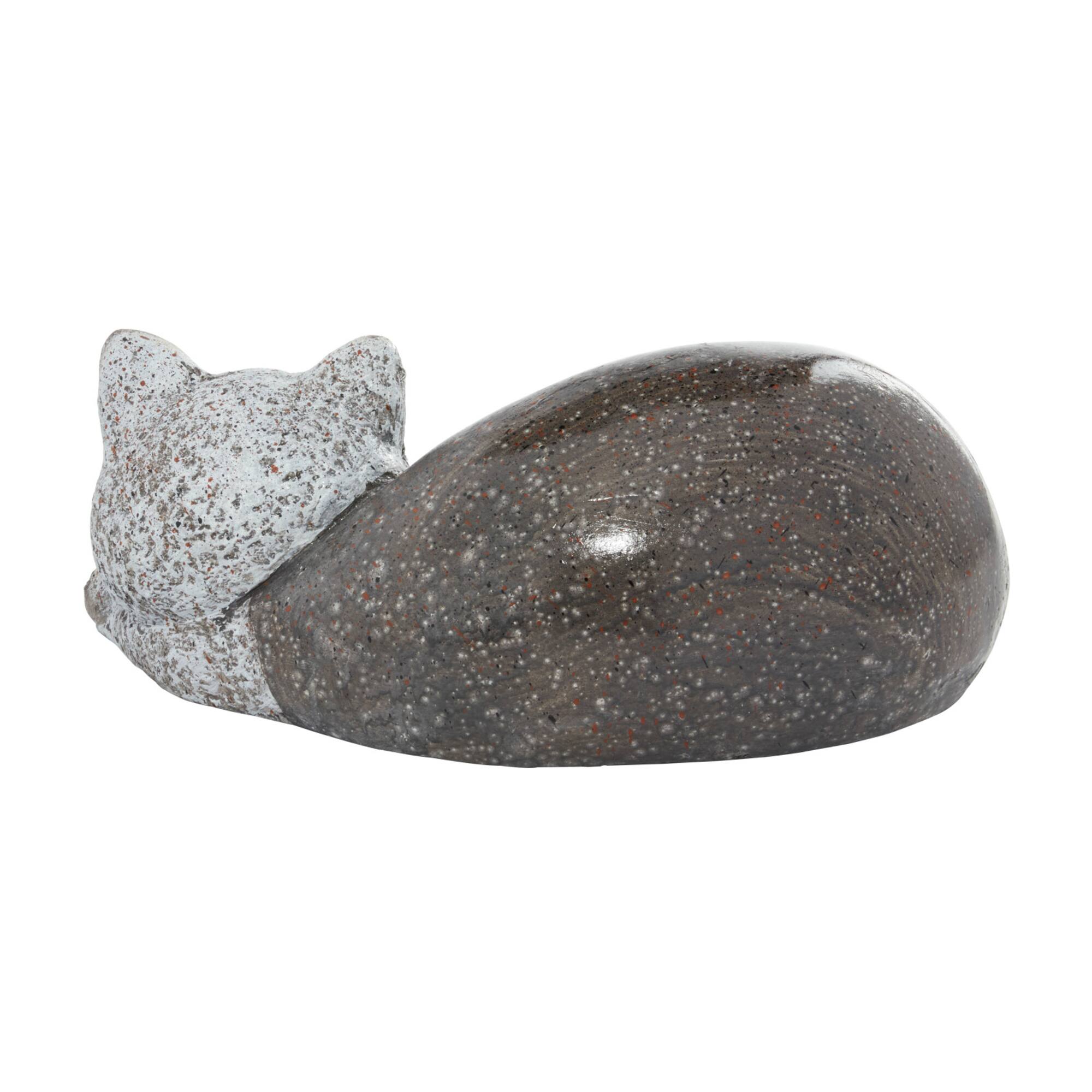 15" Gray Polystone Country Cat Garden Sculpture